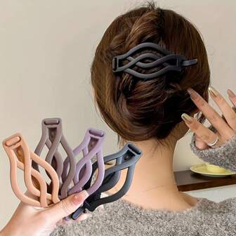 1 件简约时尚树脂纯色高级定制花卉发夹女士精致魅力马尾夹发饰礼物休闲爪夹发夹发夹，学校用品