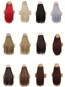 Synthetic 22 Inches No Clips In Natural Hidden Secret Wig Piece Hair Extension Long Curly Fish Line Hair Pieces - Gold - View 3