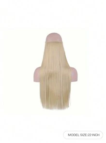 Synthetic 22 Inches No Clips In Natural Hidden Secret Wig Piece Hair Extension Long Curly Fish Line Hair Pieces - Gold - View 2