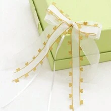 6pcs White Lace Bow Ribbon, For Diy Gift Wrapping, Wedding Car Decoration, Chair Sash, Home Decor, Etc. - Multicolor - View 10