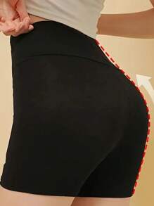 1 pieza Leggings para mujer de cintura alta con control de abdomen y Short interior sin costuras - Short doble capa para una silueta suave, diseño antitransparencia y con borde que no se enrolla, imprescindible para días ventosos, apto para uso diario.