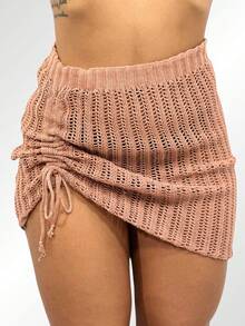 Women Sweater Skirts - 米色 - 查看 3