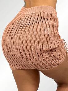 Women Sweater Skirts - 米色 - 查看 5