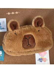 Capybara Plush Pencil Case Large Capacity Cartoon Pen Box Organizer Bag - Brown - View 2