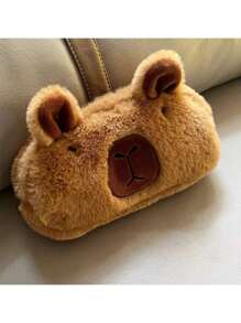 Capybara Plush Pencil Case Large Capacity Cartoon Pen Box Organizer Bag - Brown - View 4