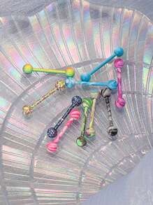 10入組19毫米14G舌環體珠寶乳頭環彩色直棒316L醫用鋼防過敏穿刺J-Elry男女適用 - 10件套裝 - 查看 4