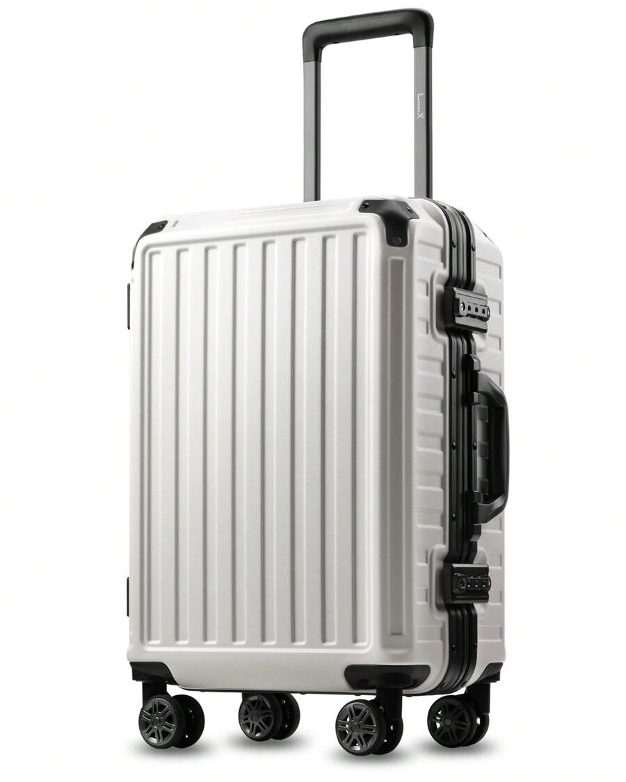 Carry On Luggage With Aluminum Frame, Polycarbonate Zipperless Luggage