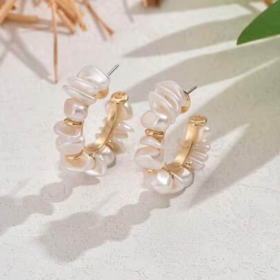 2pcs Bohemian Ins Style DIY Handmade Woven Baroque Sequins Clip-On Earrings, Faux Sequins Heart Embellished Earrings, Double D-Shape With Large Sequins Pendant Earrings, Suitable For Dresses, Tanks, Beach, Party, Daily Wear. The Faux Pearls Are Injection Molded And May Have Minor Imperfections.