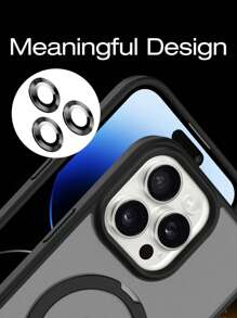 Anti-Shock Phone Case With Lens Film And Magnetic Stand, Frosted Texture, Compatible With Iphone 12/13/14/15 Pro Max