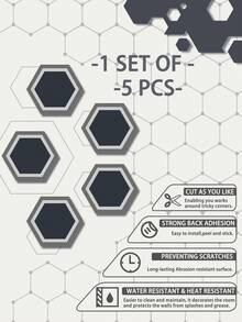 5pcs/Pack Floor Tile Sticker Suitable For Living Room, Kitchen, Bathroom, Balcony, Wear Resistant, Waterproof, Oil Proof, Non-Slip & Self-Adhesive - Multicolor - View 9