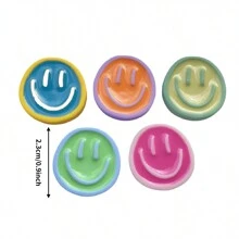 5pcs Random Color Diy Smile Face Resin Fridge Magnets - Multicolor - View 7