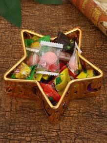 1 tigela de frutas de ferro vazada em forma de estrela, bandeja de doces, estilo palácio de luxo, cor dourada, prato decorativo para bolo, pão, lanche, joias e bandeja para chaves, adequada para clube, restaurante, hotel, casa de chá, festa, dormitório, bufê, bar, etc. - Ouro - Ver 4