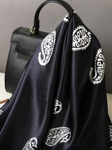 Boho 1pc Fashionable Women Scarf Vintage Print Shawl Bandana Beautiful Accessory Lady Scarf Neckwear - Black and White - View 7