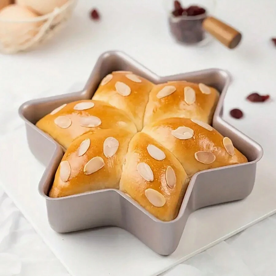 1pc Non-Stick Hexagon Star Shaped Rhinestone Bottom Cake Baking Pan For Home Use - Gold - View 1