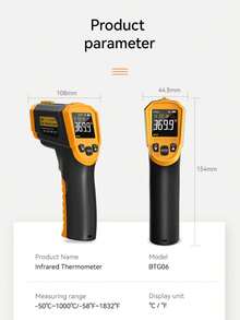Digital Infrared Thermometer,Non-Contact Digital Laser IR Infrared Thermometer, -50°C ~ 1000°C (-58°F~1832°F), Instant Read Temperature Gun, Yellow (Not For Human) - Yellow - View 10