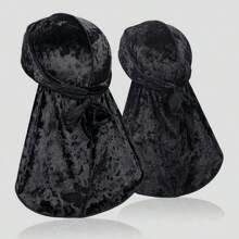 2入組男士絨面durag帽,長尾柔軟舒適頭飾,可日常休閒戴 - 彩色 - 查看 8