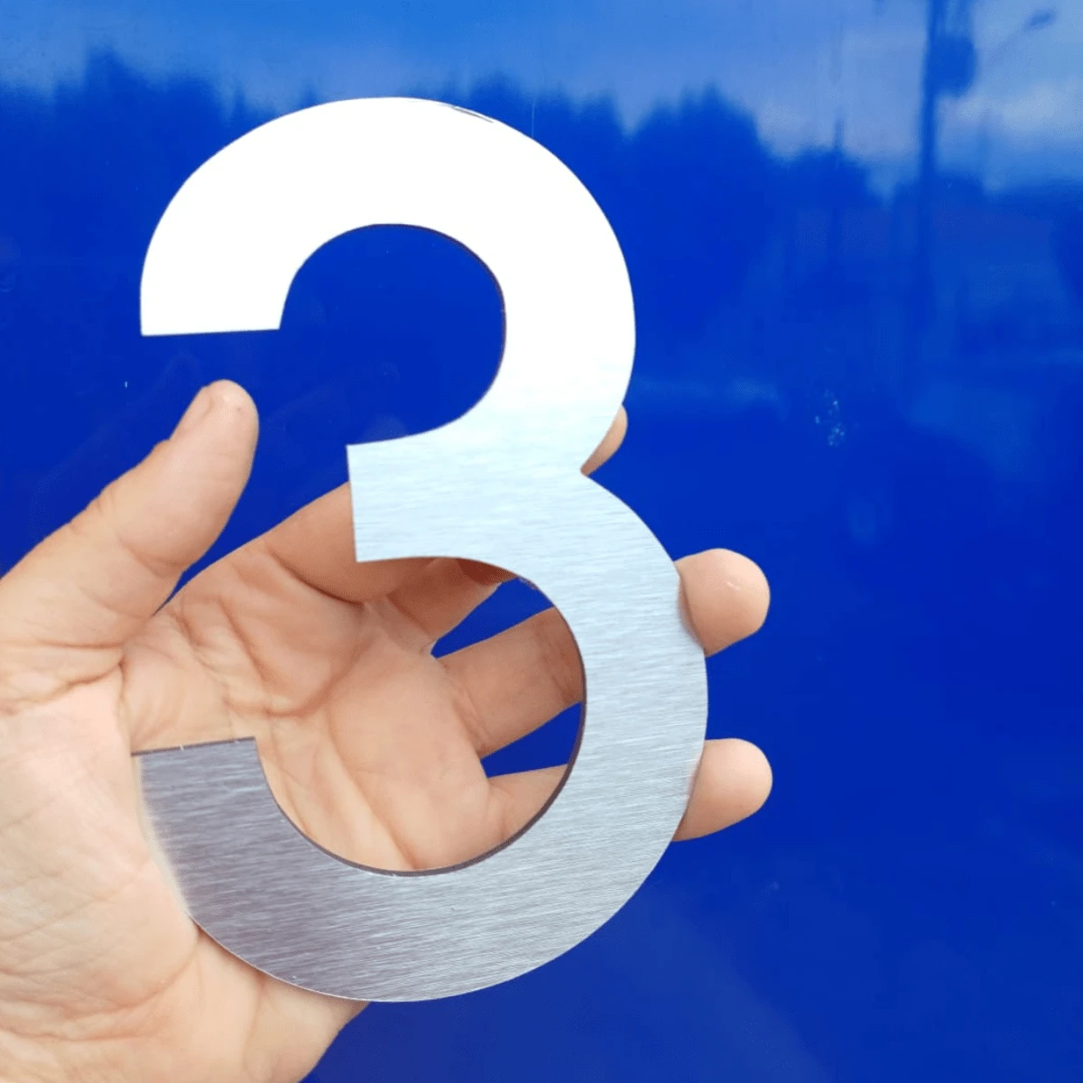 Numbers For House, Residence, Building, Condominium, Large Numbers 12cm In DOUBLE SIDED ACM, Identification Sign For House. - Bạc - Xem 1