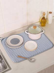 廚房檯面吸水洗碗墊,咖啡機防溢桌墊,植物圖案 18*24 吋排水墊適合廚房檯面和咖啡機 - 灰色 - 查看 1