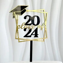 2024年畢業生蛋糕裝飾,畢業生蛋糕裝飾,2024年畢業派對用品,祝賀,高中/大學畢業派對裝飾 - 黑色 - 查看 6