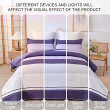 3 Pieces Dinjoy Boho Quilt Size Striped Patchwork Grey Bedspread Lightweight Boho Quilt Set Micofiber Farmhouse Quilt Set With 2 Pillowcases For All Seasons(,Purple Quilt) - Màu tím - Xem 7