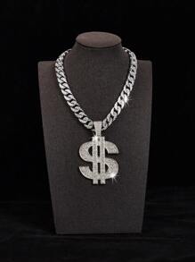 1個邁阿密風格嘻哈美元符號項鍊,帶閃亮鑽石的朋克風格,適合日常穿著 - 大美金 - 查看 9