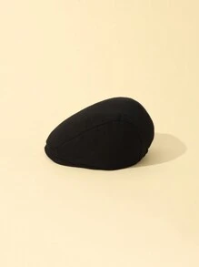 Baby's Solid Color Beret Hat For All Seasons - Black - View 2