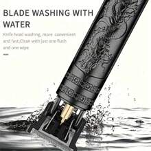 男士髮型修剪器，專業髮型修剪器零距離T形刀片修剪器無線可充電邊緣修剪器電動鬍鬚修剪器剃鬚刀剪髮套裝-男性禮物 - 黑色 - 查看 5