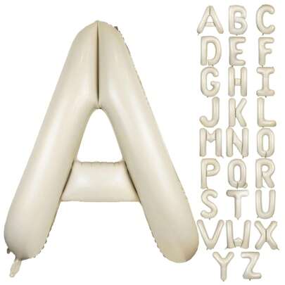40 Inch Letter Balloons, Large Giant Cream Mylar Helium Alphabet Custom Balloon Decor,Alphabet A-Z Balloons, Ins Beige Large Aluminum E Balloons Helium For Birthday,Wedding, Anniversary Party Decoration,Christmas