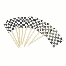24pcs Racing Logo & Checkered Flag Cake Topper For Birthday, Dessert Table, Hamburger, Car Racing Themed Party Decoration,Christmas