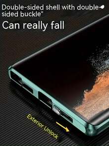 No Fingerprint Identification, Cannot Be Used Normally With Phone Film, All-Inclusive Phone Case Not Support Falling Compatible With Samsung Galaxy S23 S24 S22 Ultra Case 360 ° Metal Alloy Framework Enclosed Fully Screen Tempering HD Glass Protective Cover - Dark Green - View 5