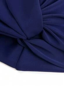 Plus-Size Fashionable Swim Cap With Pleated Design, Beach Essentials, Beach Accessories, Pool Float - Navy Blue - View 5