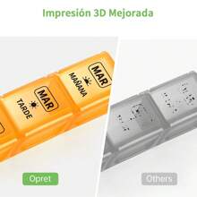 Pastillero Semanal 3 Tomas Español, Pastilleros para Medicamentos de Viaje, Organizador de Pastillas Portatil y Grande con 21 Compartimentos - Multicolor - Ver 6