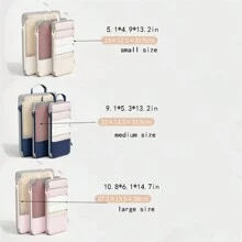 三件裝壓縮衣物收納袋,旅行收納袋套裝,行李整理收納袋套裝 - 灰色 - 查看 2