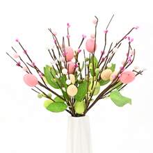4 Pcs Artificial Egg Flowers, Carrot And Berries Spring Floral Stems Twig Branches For Arrangement Centerpiece - Multicolor - View 3