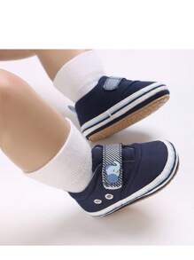 男童卡通大象設計帆布軟底鞋適合寶寶踏出第一步,適合所有季節 - 藍色 - 查看 2