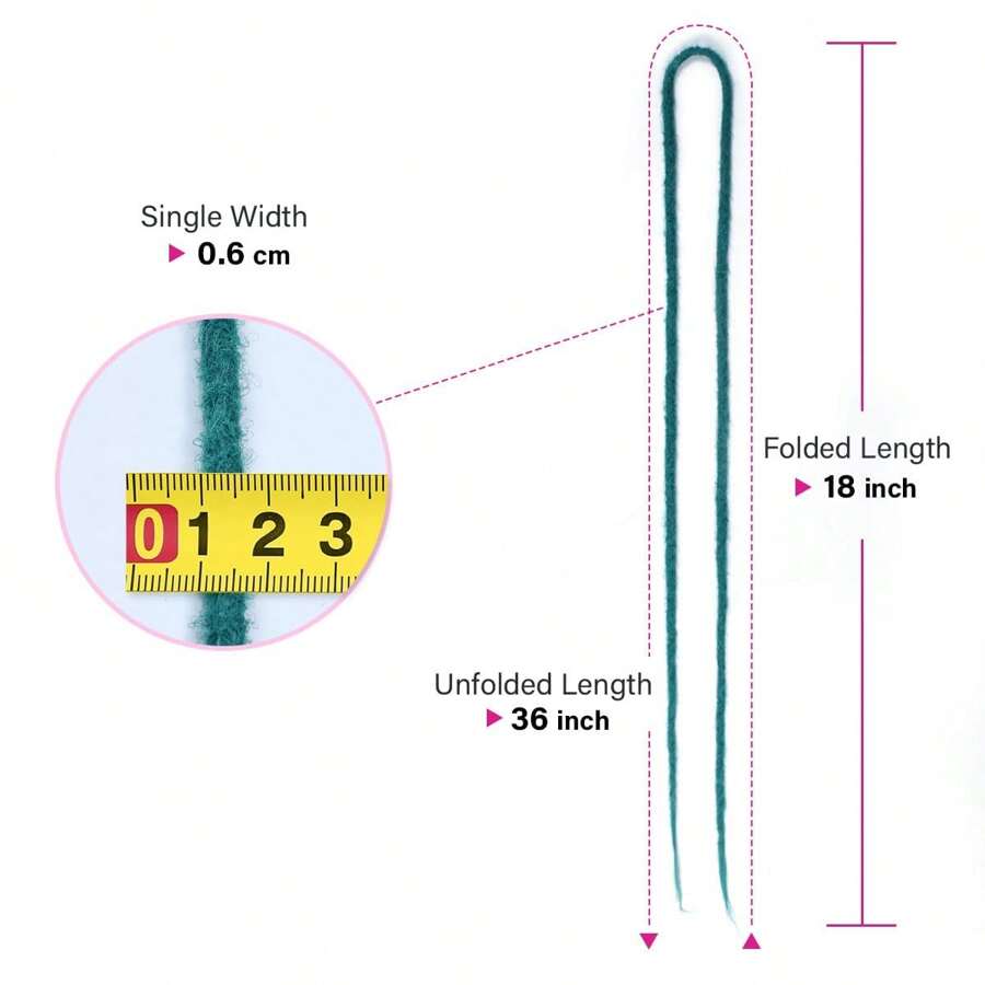 Double Ended Dreadlock Extensions 24 Inch Teal Green Thin 0.6cm Fake