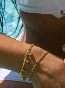 FOREVER QUEEN 925 Sterling Silver 3mm Chain Bracelet Diamond-Cut Link Curb Chain Bracelet Jewelry Best Gift For Women Men - Gold - View 11