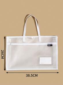 單件裝B4雙層分類文件袋霧面拉鍊式大容量學生手提書包提書袋資料收納袋 - 綠色 - 查看 2