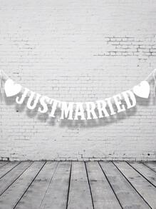 1pc Wedding Decoration Flag Just Married Retro Hollow Letter Love Ribbon Banner Valentine's Day Valentines - White - View 3
