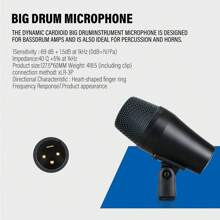 Mic Drum Set Mic Drum Kit DI7 Metal Drum Microphone Kit 7pcs Microphone Instrument Used In Singing Recording Studio - Black - View 4