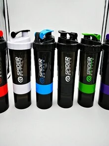 Plastic Shaker Cup Three-Layer Protein Powder Fitness Sports Milkshake Shaker Water Cup Gift Cup - Red - View 3