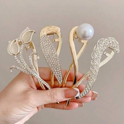 1 pieza Elegante clip de pelo simple y de moda para cabello grueso o fino con rhinestones, adecuado para ocio al aire libre, regalo para mamá y novia, tiaras, pinzas para el cabello, ganchos para el cabello