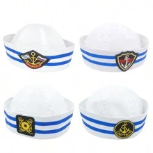 1pc Sailor Hat Captain Hat Halloween Costume Accessory - White - View 3