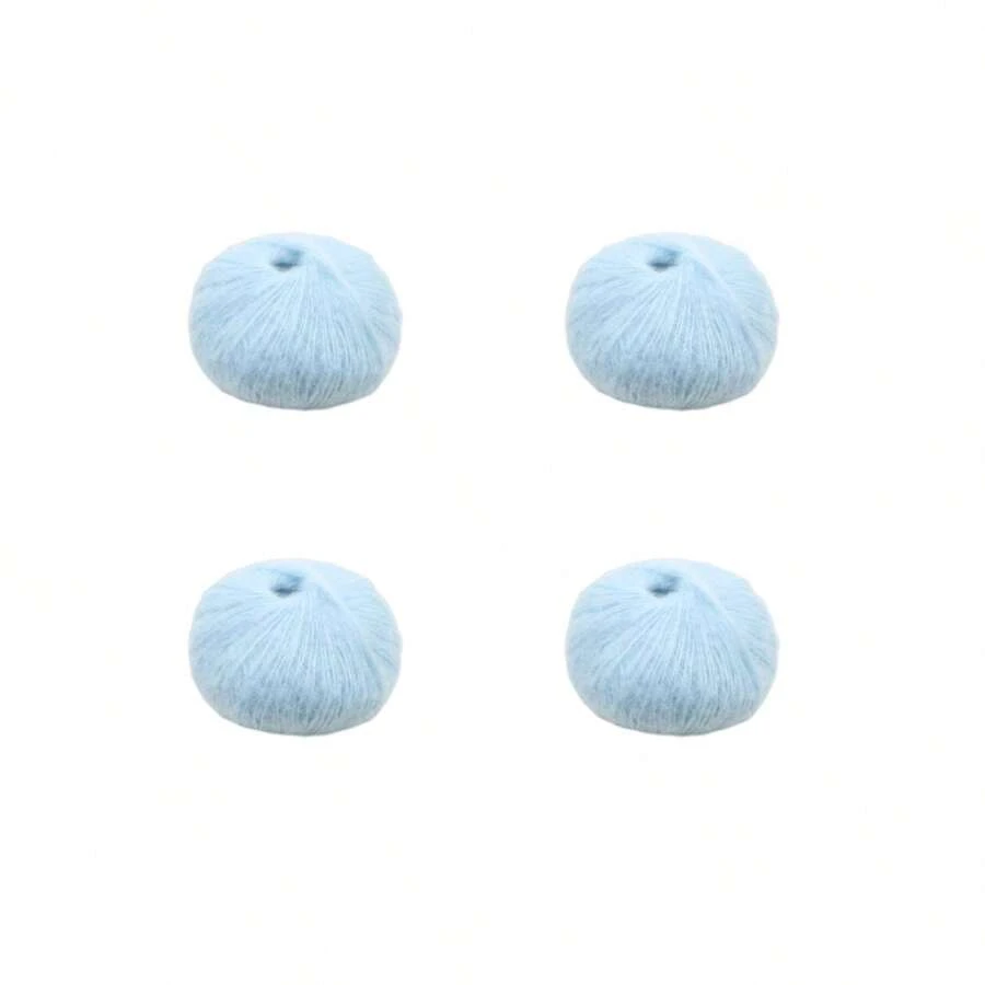 4 Skeins Baby Alpaca Merino Knitted Yarn, Knitted Blend Crochet Scarf Shawl Diy Craft Material Set - Baby Blue - View 1