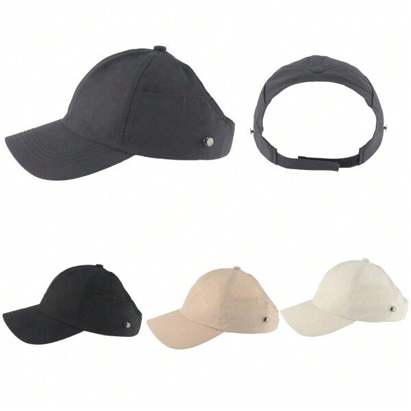 Summer Unisex Quick-Dry Cap With Hole For Ponytail, Suitable For Outdoor Activities And Can Be Worn With Mask, Sun-Protective And Shade Hat Casual