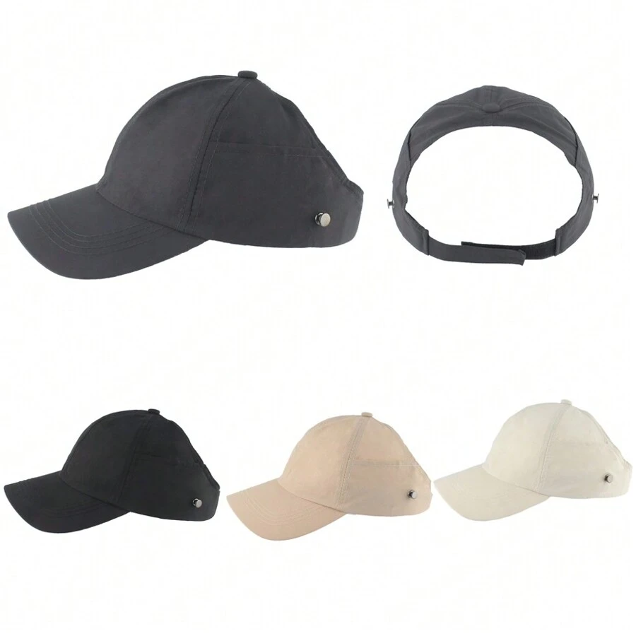 Summer Unisex Quick-Dry Cap With Hole For Ponytail, Suitable For Outdoor Activities And Can Be Worn With Mask, Sun-Protective And Shade Hat Casual - Half-empty Top - View 1