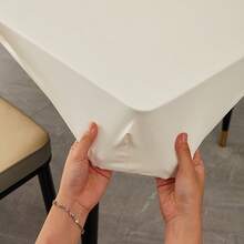 1片桌布,長方形彈性桌布套,防水防油桌布,聚酯彈性材料pu皮革,耐用且易於清潔的桌布,適用於餐飲、派對和室外花園 - 白色 - 查看 5