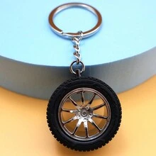 創意輪胎車輪裝飾鑰匙扣1個 - 銀色 - 查看 8