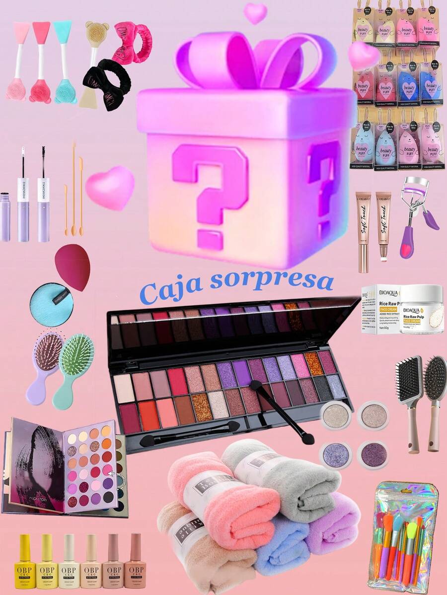 Caja sorpresa de maquillaje Misteriosa caja sorpresa que contiene de 1 a 20 cosméticos Regalos para niñas Cumpleaños, graduación, regalos de San Valentín - 4 PCS - Ver 1