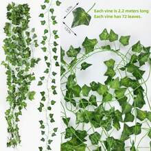2 件/4 件/6 件/12 件常春藤花环带叶，人造悬挂藤蔓，非常适合婚礼派对、花园节、墙壁装饰、情人节、生日毕业礼物、假植物 - 綠色 - 查看 7